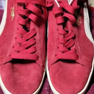 Stylish Red Suede Puma Shoes Size 12 Clean